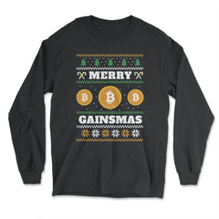 Merry Gainsmas Bitcoin Hilarious Ugly product Style print - Long Sleeve T-Shirt - Black