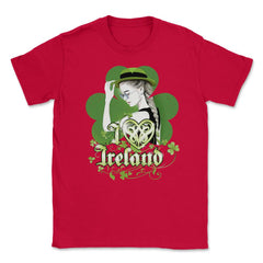 I love Ireland Woman Saint Patricks Day Celebratio Unisex T-Shirt - Red