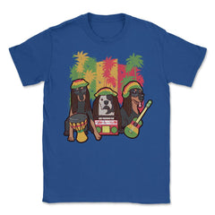 Reggae Music Dogs with Instruments and Rasta Hats Design graphic - Royal Blue