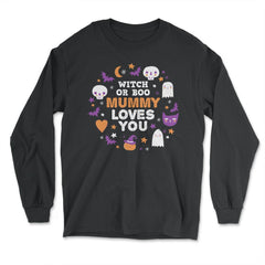 Witch or Boo Mummy Loves You Halloween Reveal design - Long Sleeve T-Shirt - Black