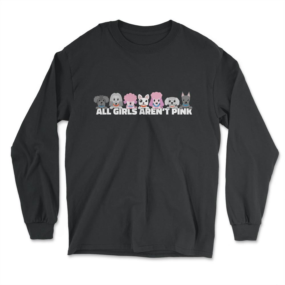 Demigirl All Girls Aren’t Pink Female & Agender Color Flag P graphic - Long Sleeve T-Shirt - Black