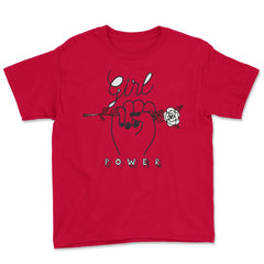 Girl Power Flower T-Shirt Feminism Shirt Top Tee Gift Youth Tee - Red