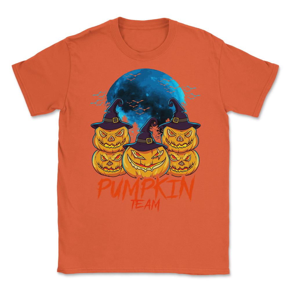 Pumpkin Team Spooky Jack O-Lantern Halloween Unisex T-Shirt - Orange