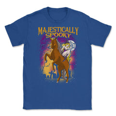 Majestically Spooky Witch & Unicorn Halloween Funn Unisex T-Shirt - Royal Blue