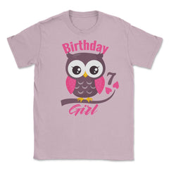 Owl on a tree branch Character Funny 7th Birthday girl print Unisex - Light Pink