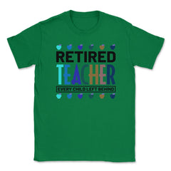 Funny Retired Teacher Every Child Left Behind Retirement Gag graphic - Green