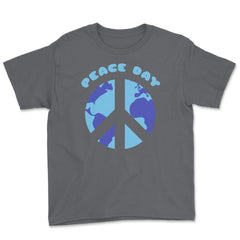 Peace Sign World Peace Day graphic Youth Tee - Smoke Grey