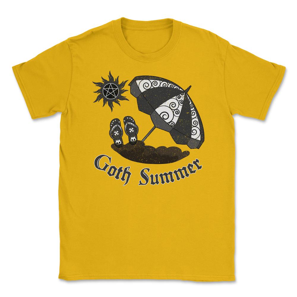 Gothic Summer Umbrella Sun & Flip Flops Goth Punk Grunge product - Gold