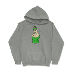 St Patricks Day K-pop Finger Heart Funny Humor Gift graphic Hoodie - Grey Heather