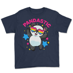 Pandastic Pansexual Pride Flag Rainbow Kawaii Panda print Youth Tee - Navy