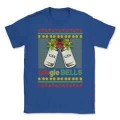 Gin-gle Bells Ugly Christmas Sweater Style Funny Jingle Bells Humor - Royal Blue