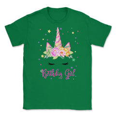 Birthday Girl! Unicorn Lashes design Gift Unisex T-Shirt - Green