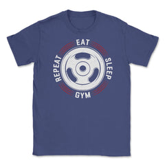Eat Sleep Gym Repeat Funny Gym Fitness Workout Life graphic Unisex - Purple