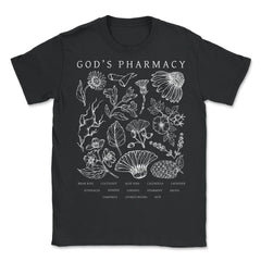 God’s Pharmacy Healing Herbs Gardening Line Art Meme print - Unisex T-Shirt - Black