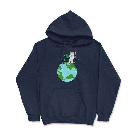 Plant a Tree Earth Day Cat Funny Cute Gift for Earth Day graphic - Navy