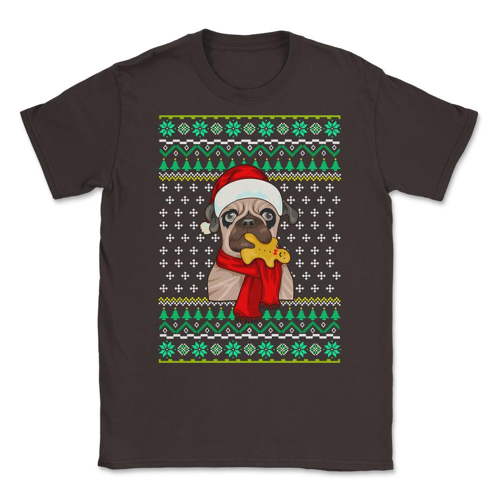 French Bulldog Ugly Christmas Sweater Funny Humor Unisex T-Shirt - Brown