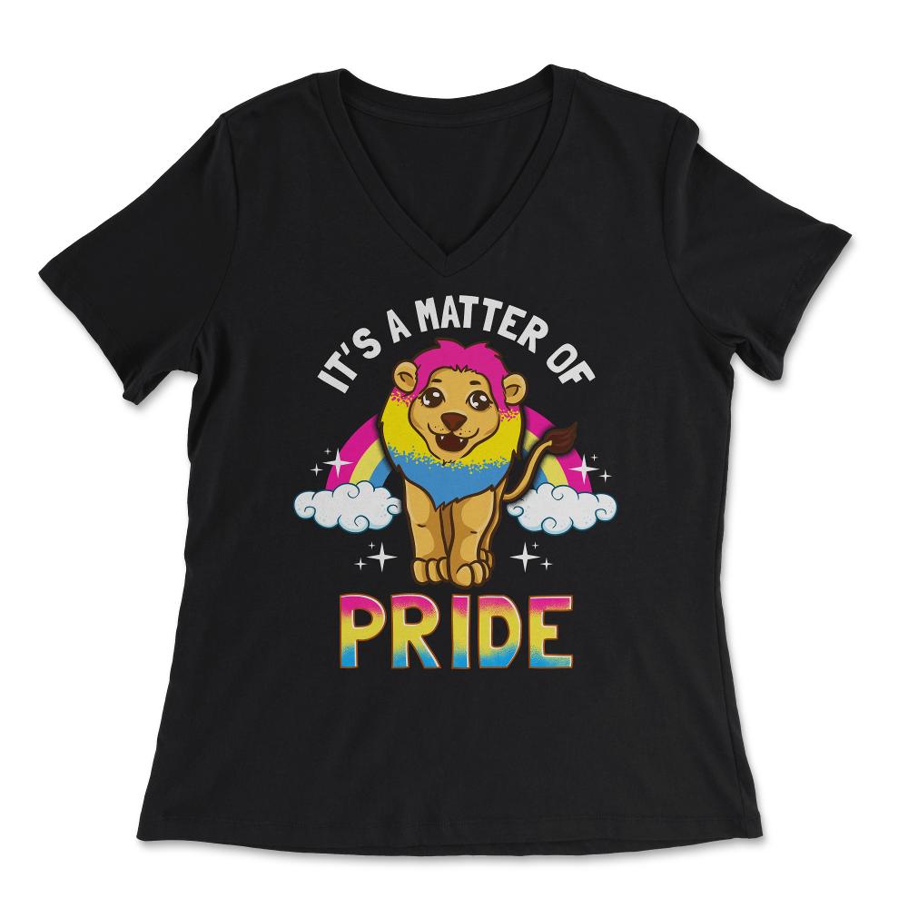 Is a Matter of Pride Pansexual Flag Rainbow Lion Gift print - Women's V-Neck Tee - Black