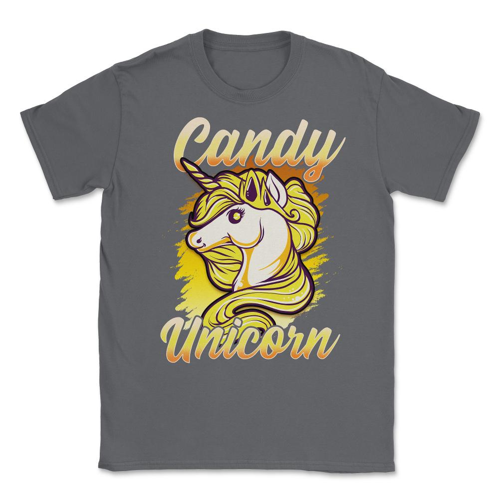 Candy Corn Unicorn Halloween Funny Candy Unicorn Unisex T-Shirt - Smoke Grey