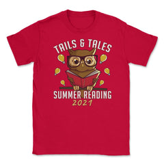 Summer Reading 2021 Tails & Tales Funny Kawaii Smart Owl graphic - Red