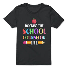 Funny Rockin' The School Counselor Life Pencil Apple Gag graphic - Premium Youth Tee - Black