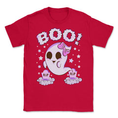 Boo! Girl Cute Ghost Funny Humor Halloween Unisex T-Shirt - Red