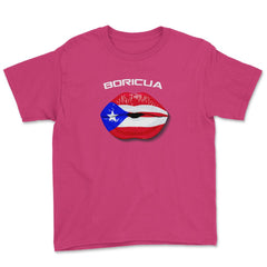 Boricua Kiss Puerto Rico Flag T-Shirt  Youth Tee - Heliconia