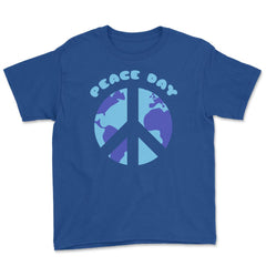 Peace Sign World Peace Day graphic Youth Tee - Royal Blue