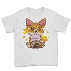 Boba Tea Bubble Tea Cute Kawaii Chihuahua Gift design Youth Tee - White