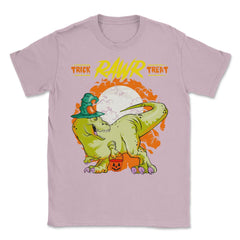 Trick Roar Treat Halloween Funny T-Rex Dinosaur Unisex T-Shirt - Light Pink