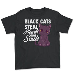 Black Cats Steal Hearts Not Souls Kawaii Black Kitten design - Youth Tee - Black