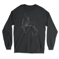 Outline Mom with baby Motherhood Theme for Line Art Lovers product - Long Sleeve T-Shirt - Black