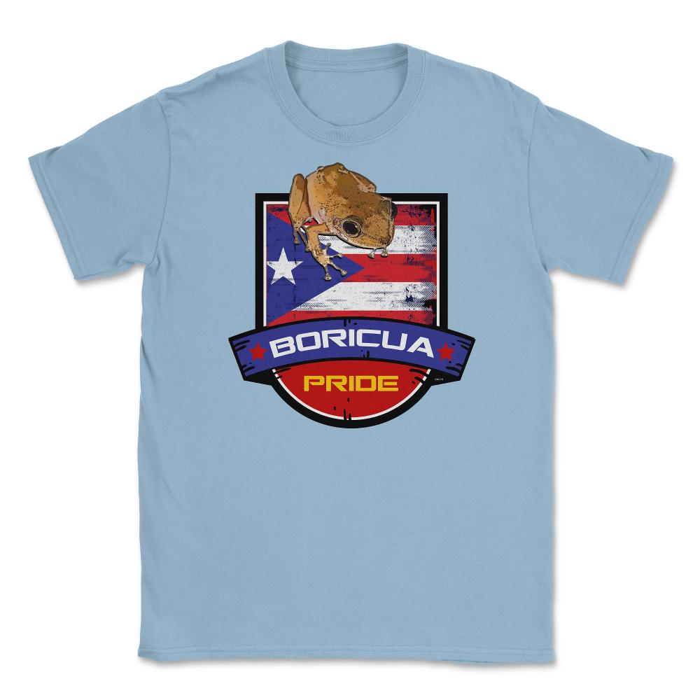 Boricua Pride Coqui & Puerto Rico Flag T-Shirt  & Gifts Unisex T-Shirt - Light Blue