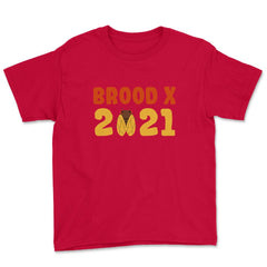 Cicada Brood X 2021 Reemergence Theme Design graphic Youth Tee - Red