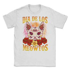 Dia de los Meowtos Beautiful Halloween Cat Unisex T-Shirt - White