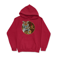 Year of the Tiger Chinese Zodiac Mama Tiger & Cub Kanji design Hoodie - Red