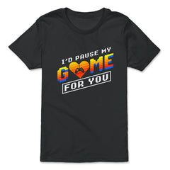 I’d Pause My Game For You Valentine Video Game Funny graphic - Premium Youth Tee - Black