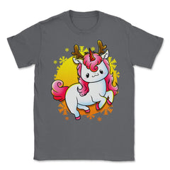 Kawaii Xmas Unicorn Funny Humor  Unisex T-Shirt - Smoke Grey