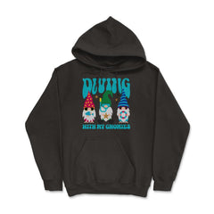 Diving with my Gnomies Funny Gnomes Beach Style design Hoodie - Black
