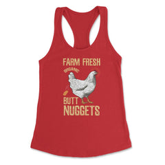 Farm Fresh Organic Butt Nuggets Chicken Nug graphic Women's Racerback - Red
