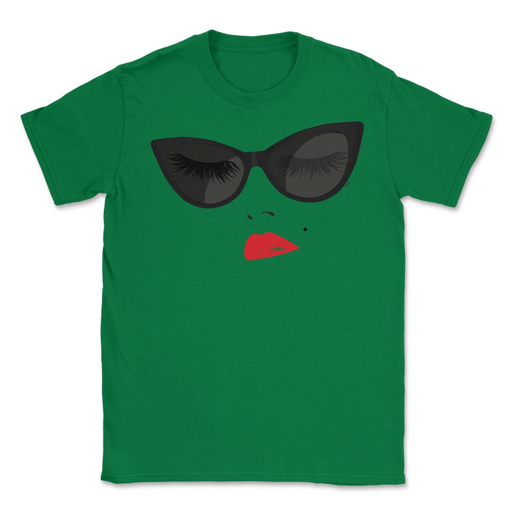 Eyeglasses Lips & Lipstick T-Shirt  Unisex T-Shirt - Green