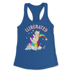 Rainbow Llama Gay Pride Funny Gift print Women's Racerback Tank - Royal