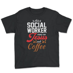 Christian Social Worker Runs On Jesus And Coffee Humor product - Youth Tee - Black