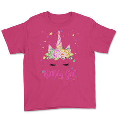Birthday Girl! Unicorn Lashes design Gift Youth Tee - Heliconia