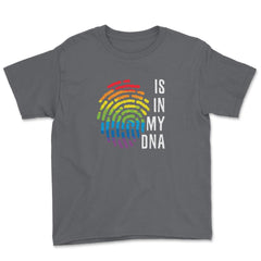 Is In My DNA Rainbow Flag Gay Pride Fingerprint Design design Youth - Smoke Grey