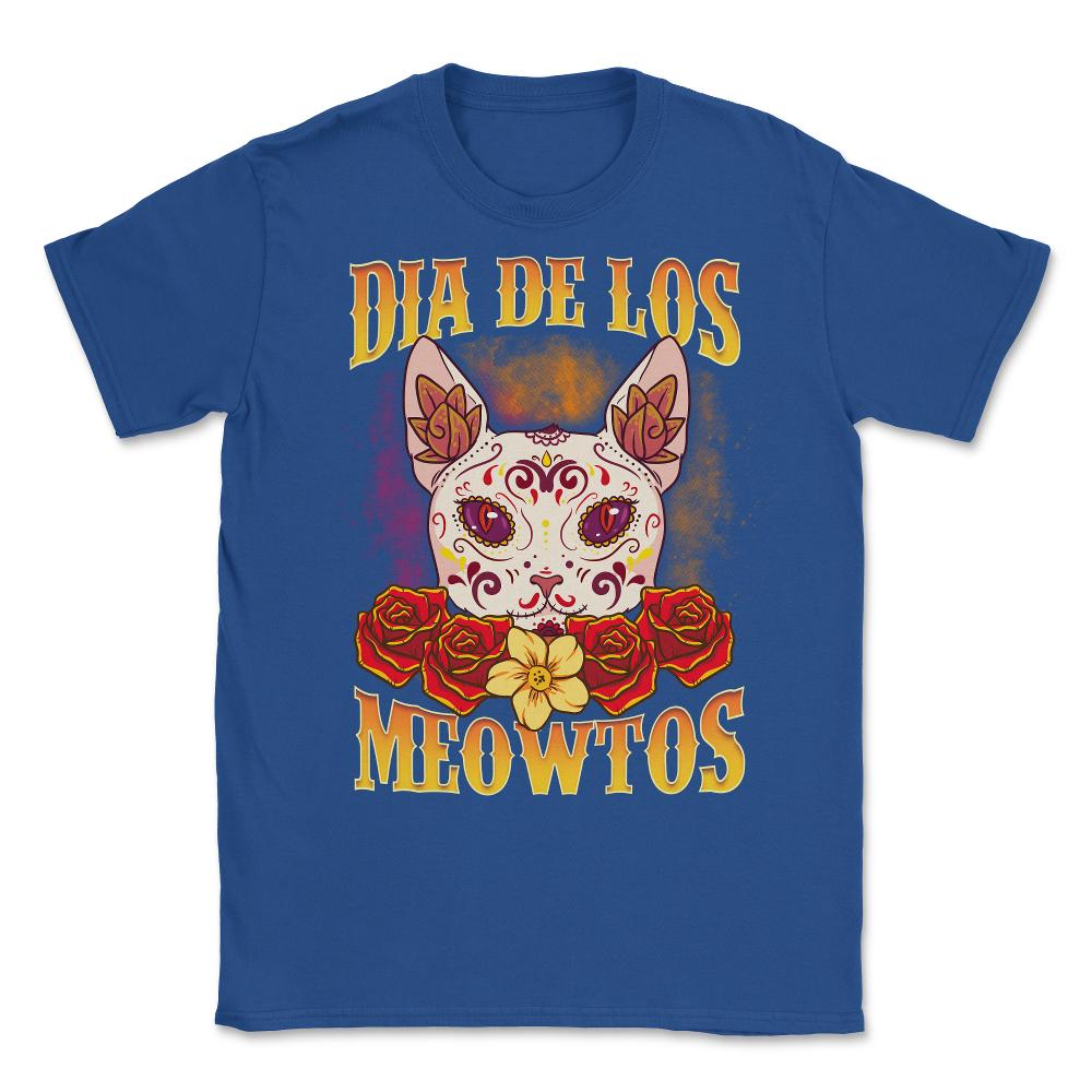 Dia de los Meowtos Beautiful Halloween Cat Unisex T-Shirt - Royal Blue