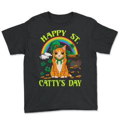 Saint Patty's Day Theme Irish Cat Funny Humor Gift product Youth Tee - Black