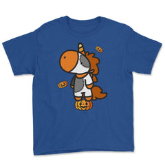 Halloween Unicorn with Pumpkins T Shirts Gifts Youth Tee - Royal Blue
