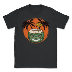 Hawaiian Halloween Coconut Face Jack O Lantern Scary graphic Unisex - Black