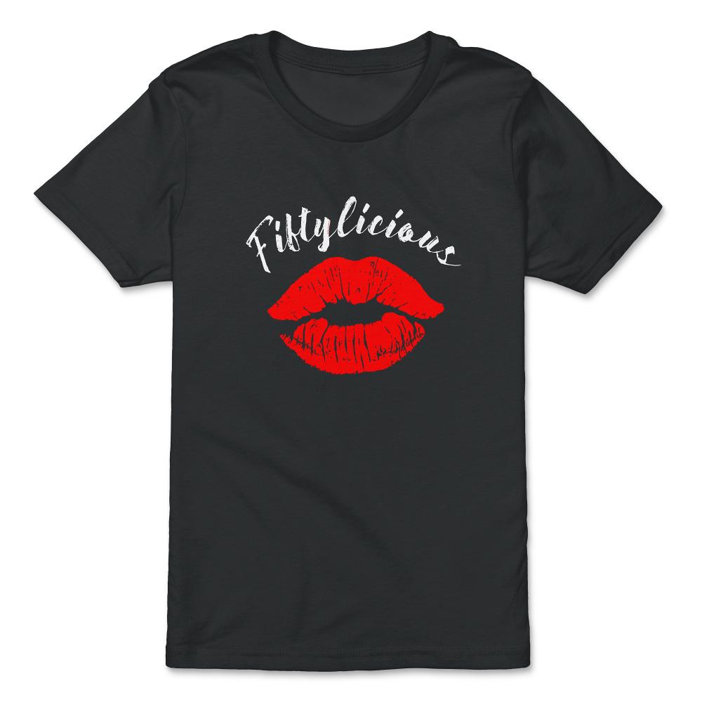 Funny Fiftylicious 50th Birthday Kissing Lips 50 Years Old product - Premium Youth Tee - Black