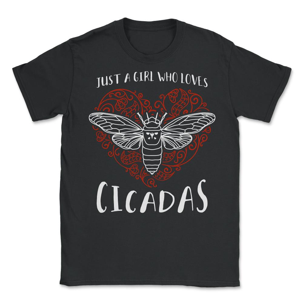Just a Girl Who Loves Cicadas Artsy Heart Design product - Unisex T-Shirt - Black